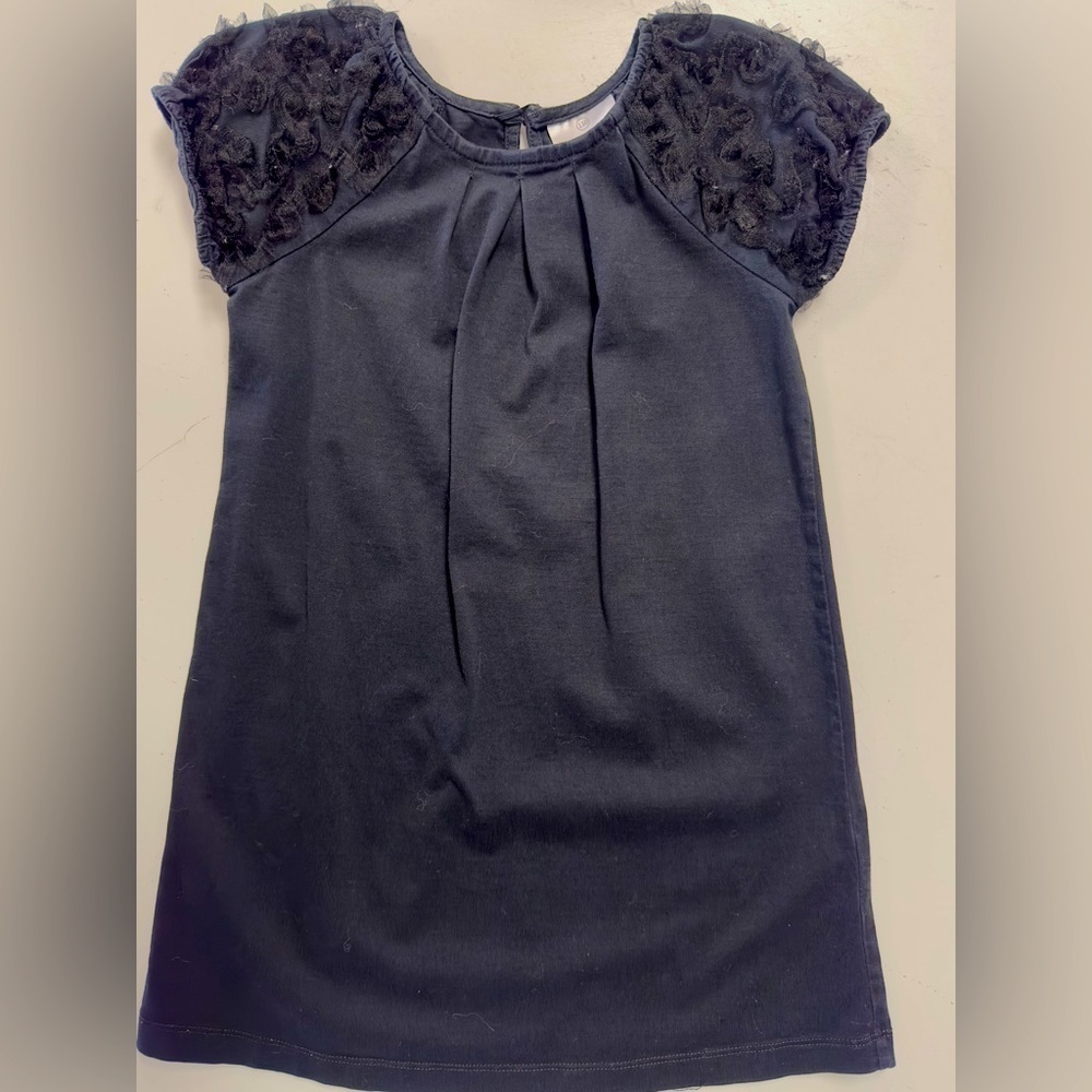 Hanna Andersson Tulle Rosette Sleeve Jersey Knit Dress 110 5